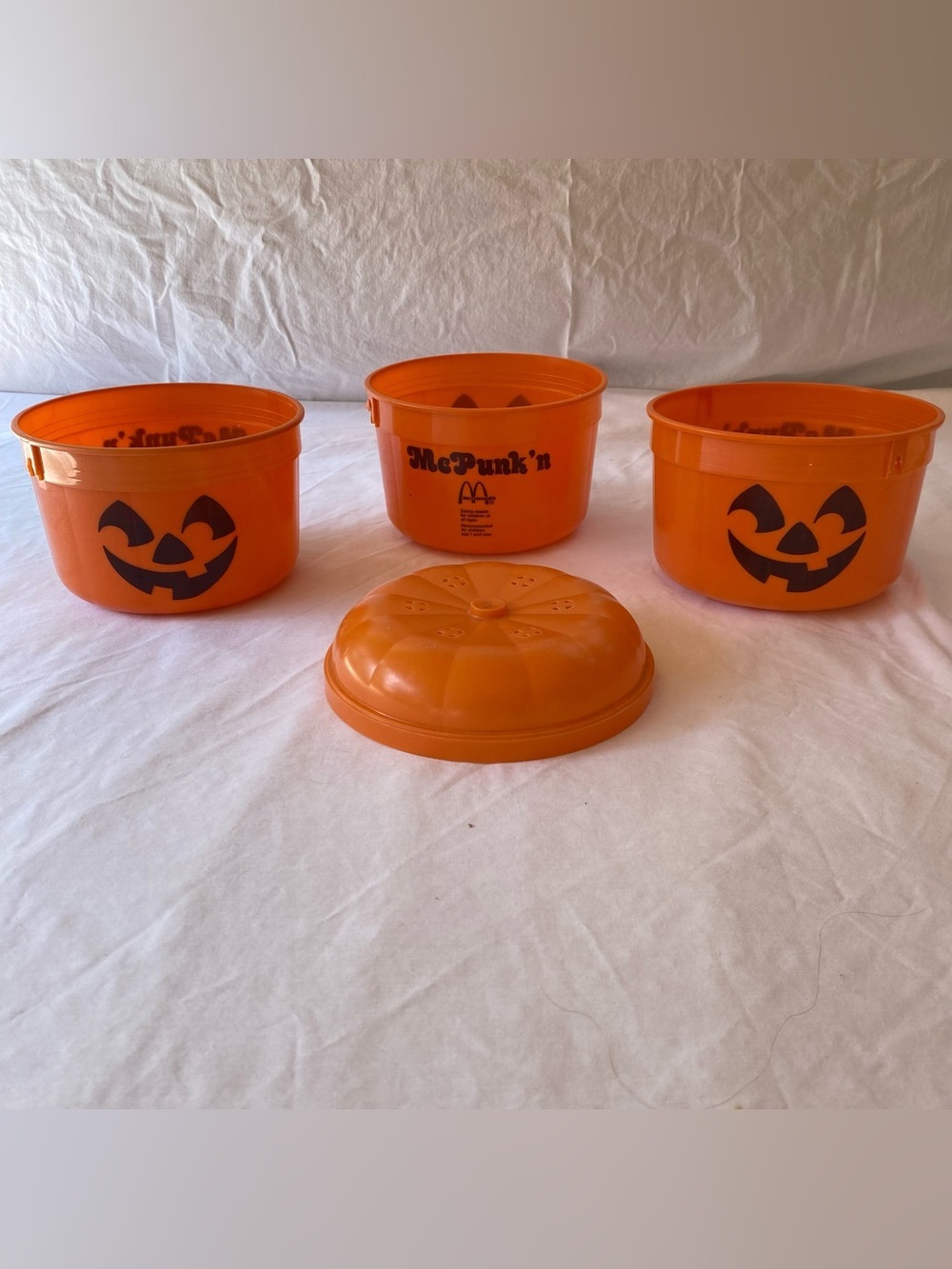 Vintage 1986 McDonald’s McPunk’n Halloween Boo Buckets Lot of 3 No Handles